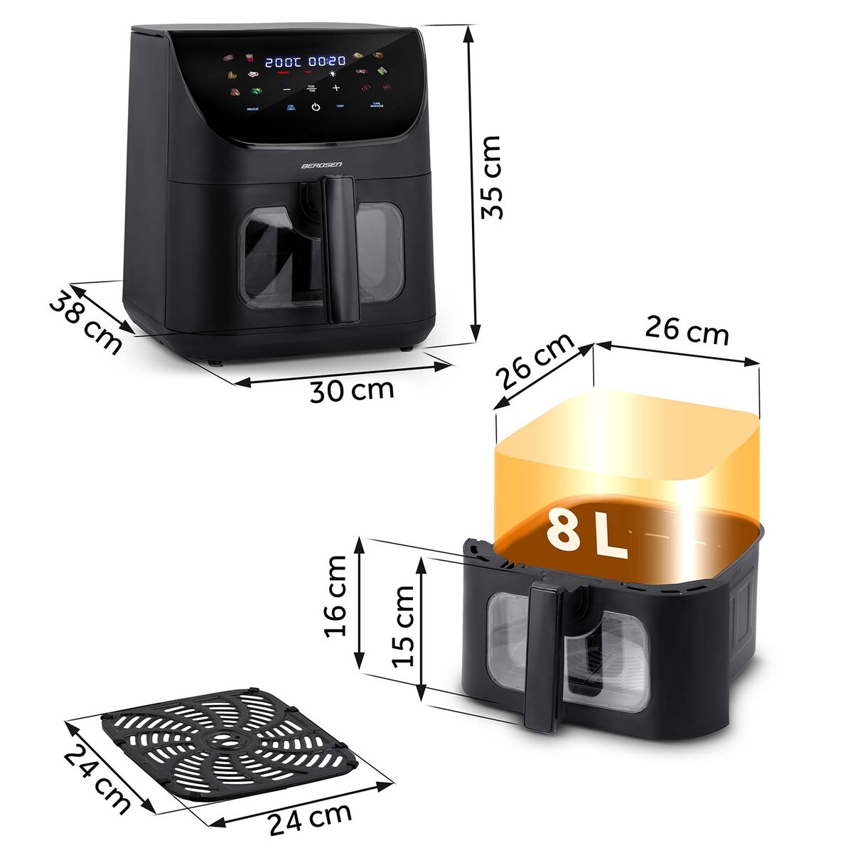 Frytkownica beztłuszczowa air fryer frytownica 8l Berdsen BD-661 1700W