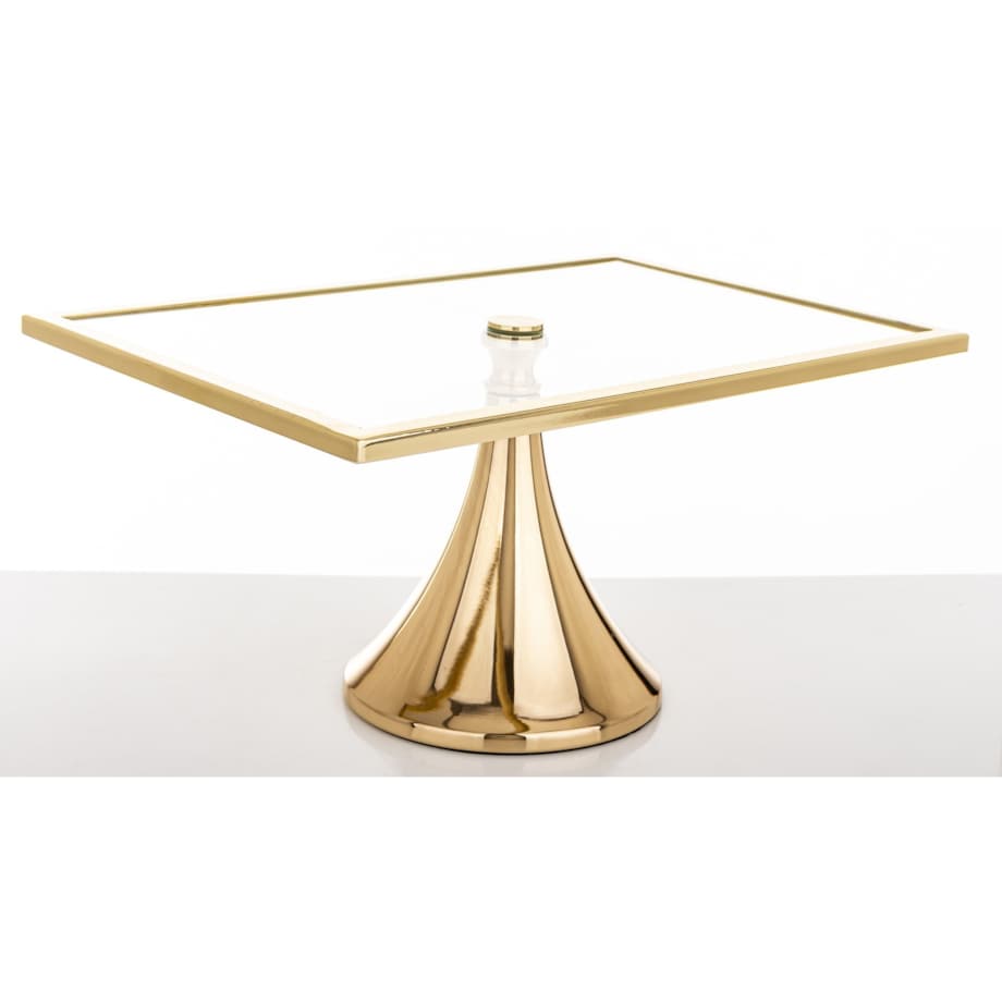 Szklana patera prostokątna 17x34x22 cm złota