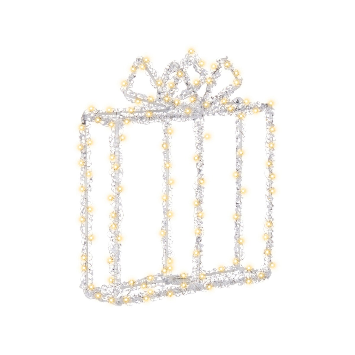 Dekoracja ogrodowa LED prezent świąteczny 25 cm biały KEMI