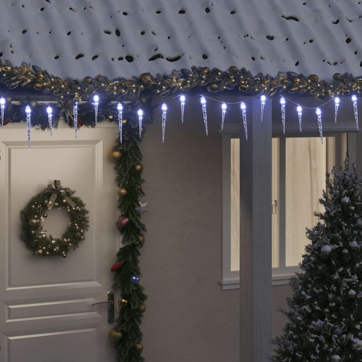 vidaXL Świąteczna lampa sopelkowa 200 diod LED Zimna biel 20 m Akryl PVC