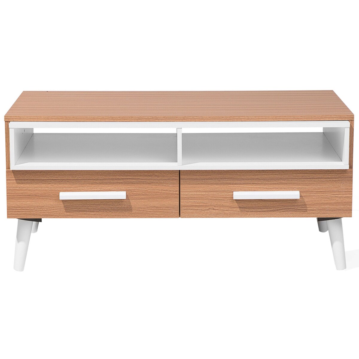 Stolik kawowy z szufladami ciemne drewno ALLOA