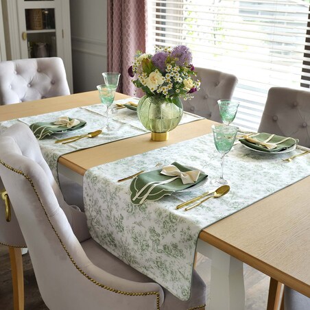 Bieżnik w stylu francuskim Toile de Jouy Green – 50 × 150 cm