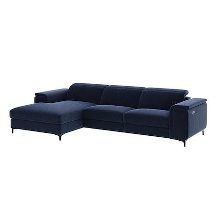 Sofa narożna Brito granatowa z funkcją relaksu