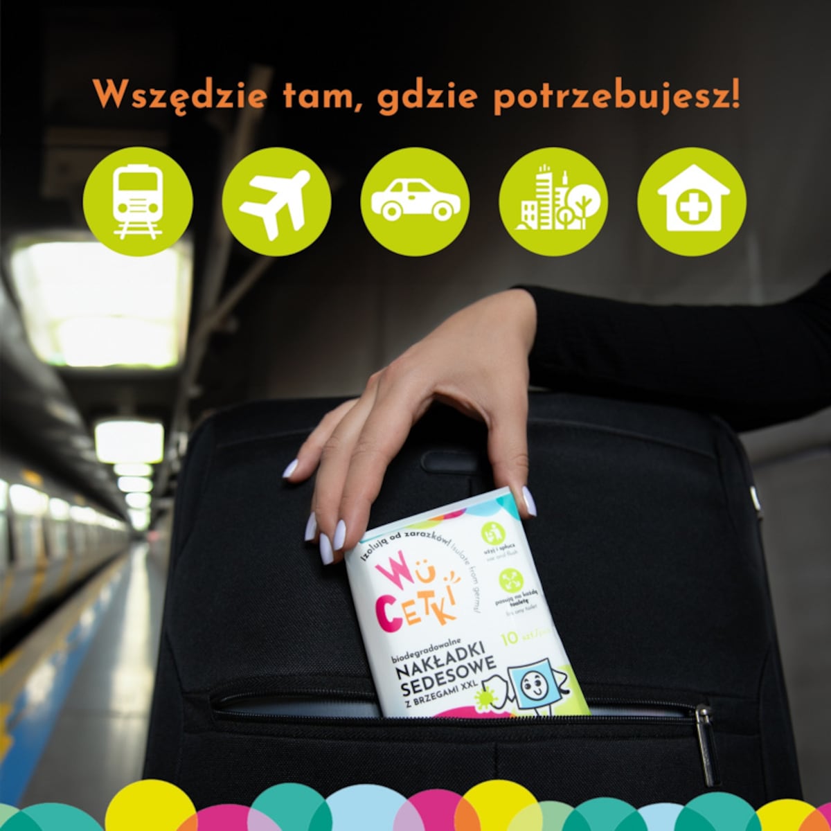 Jednorazowe papierowe nakładki na toaletę z wygodnymi brzegami XXL dla dzieci i dorosłych 6opak. po 10 szt., WuCetki