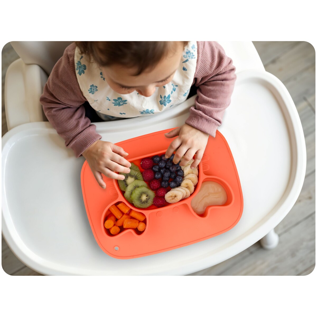 Talerzyk dla dziecka silikonowy do karmienia Krab czerwony Ricokids