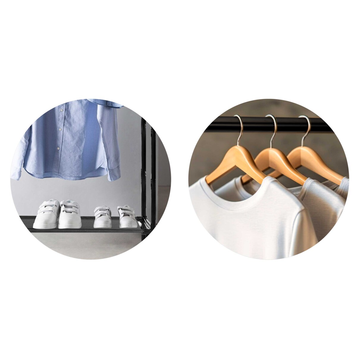 Stojak na ubrania wieszak stojący z półkami Massido