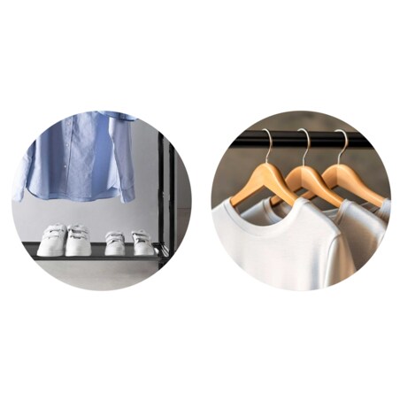 Stojak na ubrania wieszak stojący z półkami Massido