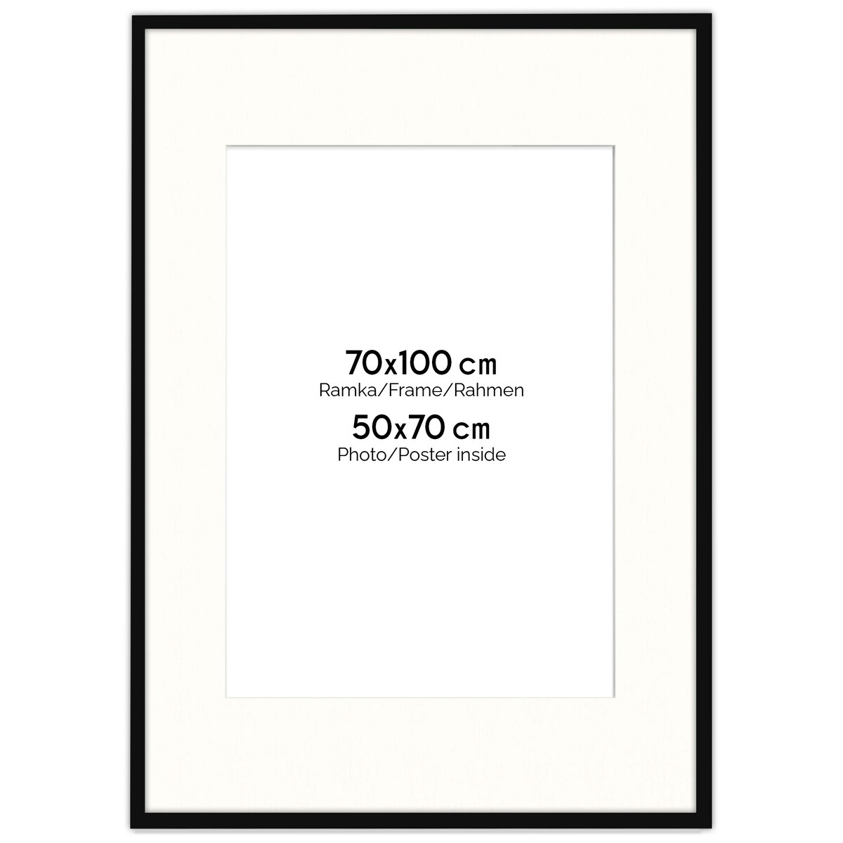 Ramka na zdjęcia 70x100 cm z passe partout czarna ramka z okienkiem passe partout na zdjęcie 50x70 cm FRAMAI®