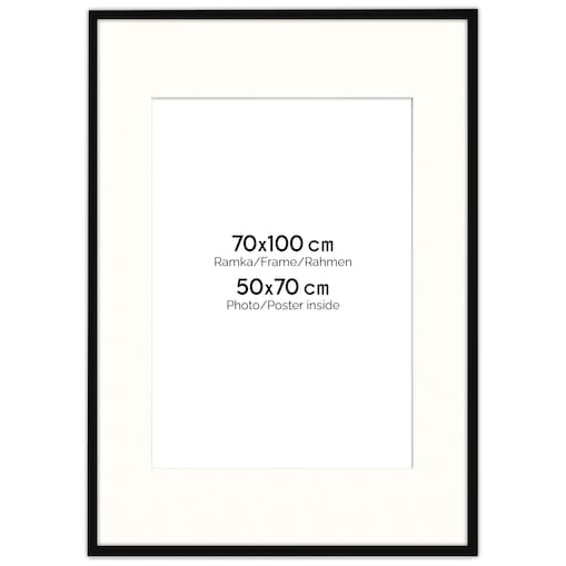 Ramka na zdjęcia 70x100 cm z passe partout czarna ramka z okienkiem passe partout na zdjęcie 50x70 cm FRAMAI®