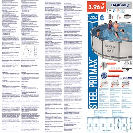 Bestway Basen ogrodowy Steel Pro MAX z akcesoriami, okrągły, 396x122cm