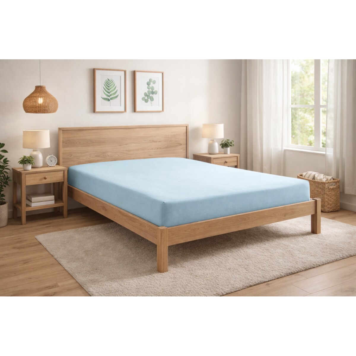 Prześcieradło niebieskie 170x200 bawełniane z gumką