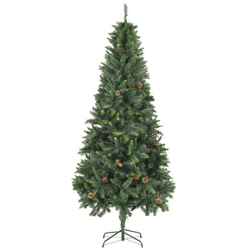 vidaXL Sztuczna choinka z szyszkami, zielona, 210 cm