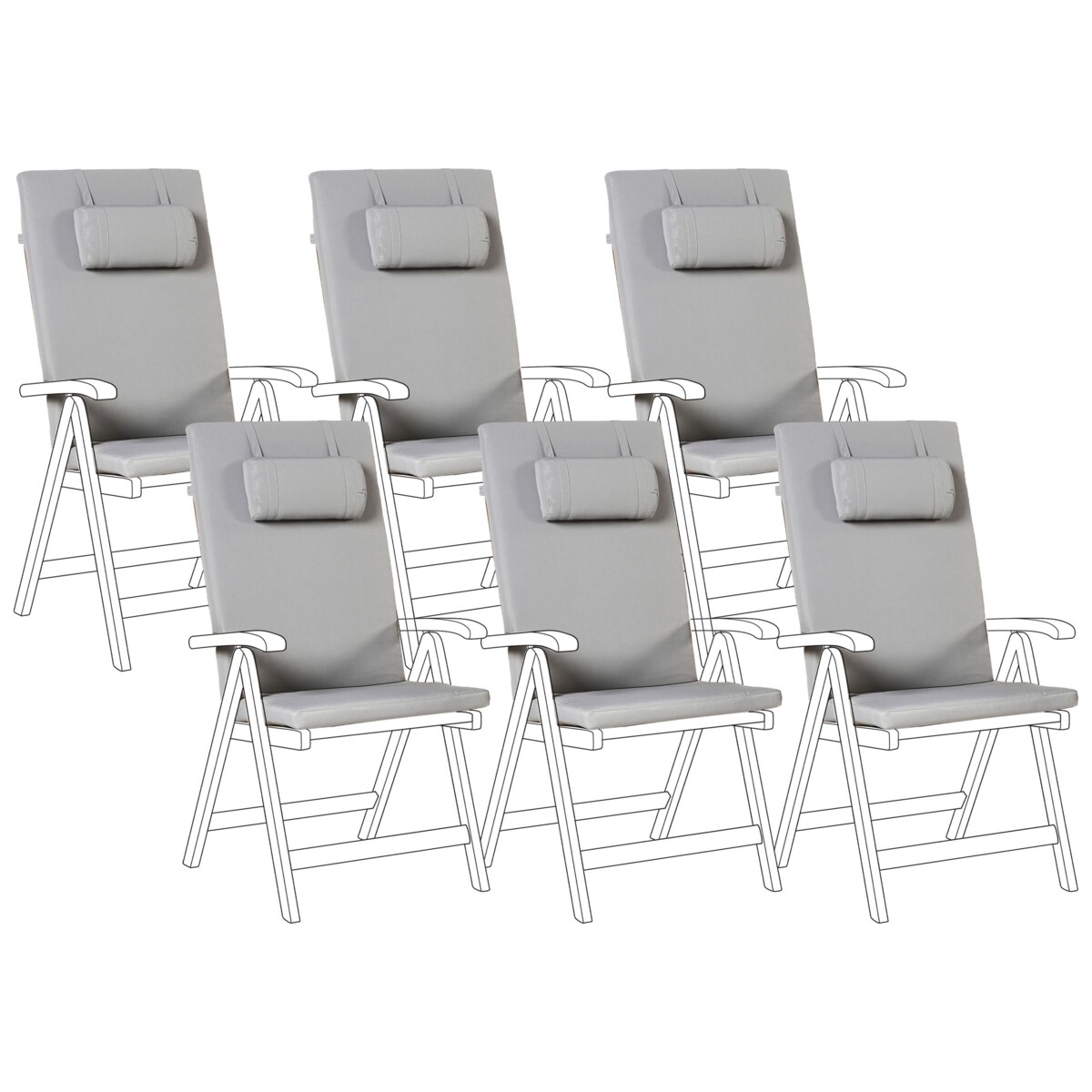 Zestaw 6 poduszek ogrodowych JAVA/AMANTEA PREMIUM 50 x 70 cm Jasnoszary