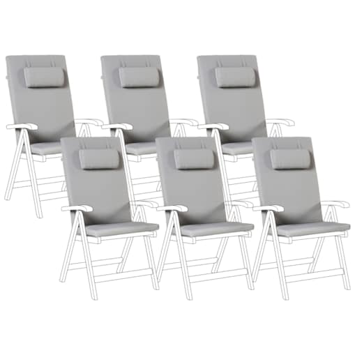 Zestaw 6 poduszek ogrodowych JAVA/AMANTEA PREMIUM 50 x 70 cm Jasnoszary