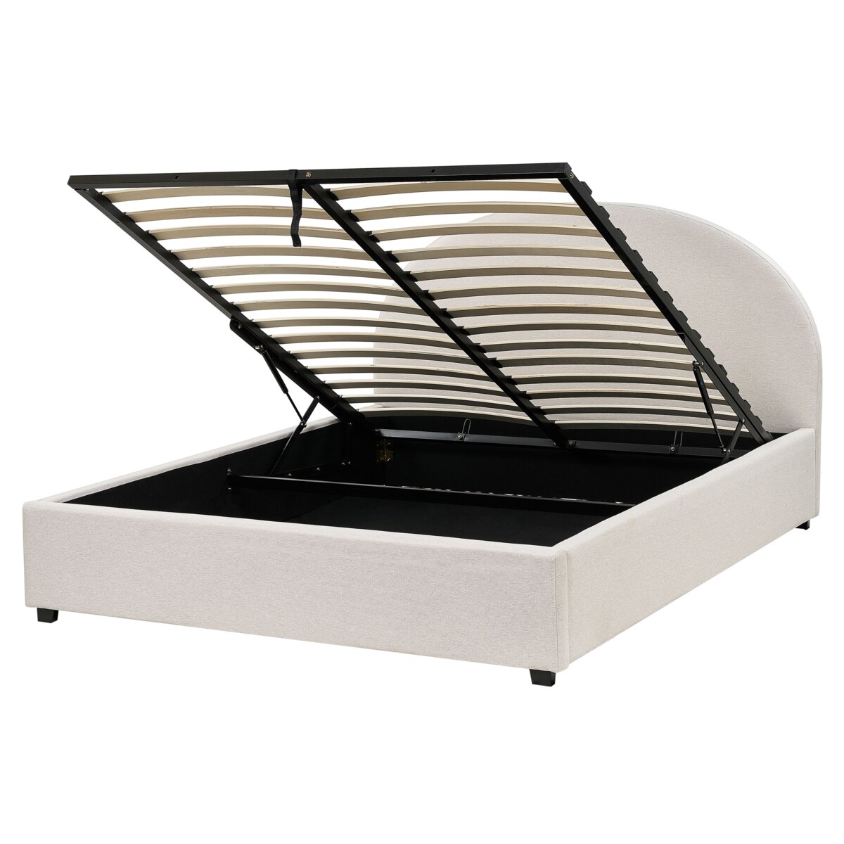 Łóżko z pojemnikiem tapicerowane 160 x 200 cm złamana biel VAUCLUSE