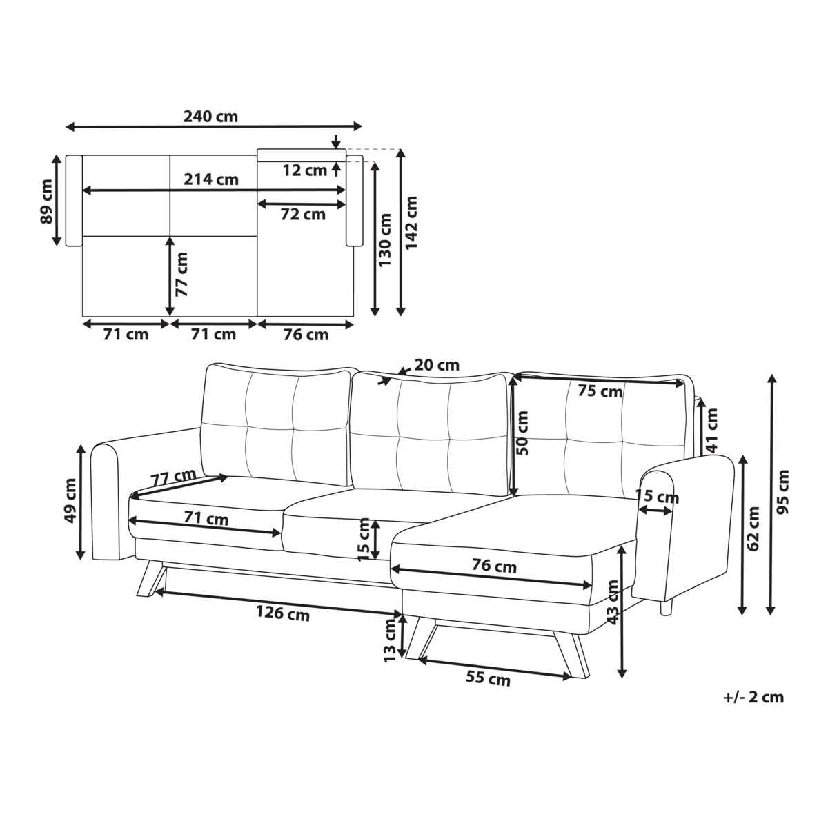 Sofa narożna lewostronna szara SIRO