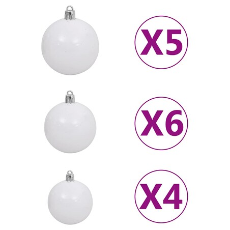 vidaXL Sztuczna choinka z lampkami i bombkami, zielona, 150 cm, PVC