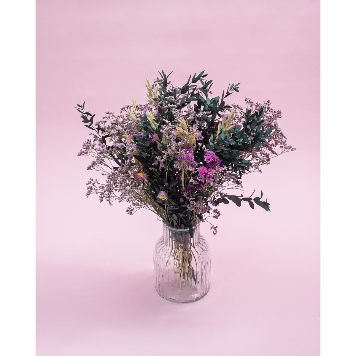 Bukiet suszonych kwiatów Aurora - eukaliptus, limonium, owies