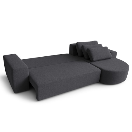 Narożnik Vello z funkcją spania do salonu, prawostronny- boucle- grafitowy
