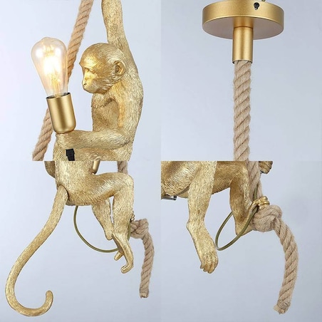 Zwieszana lampa małpka Monkey ABR-KAR-G Abruzzo lina dekoracyjna złoty