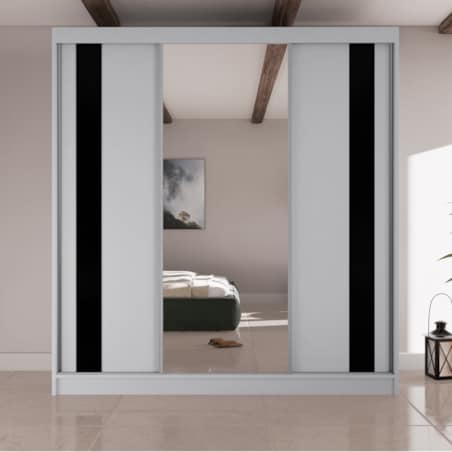 Szafa przesuwna COMODO V200 z lustrem do przedpokoju, sypialni, biura-biała