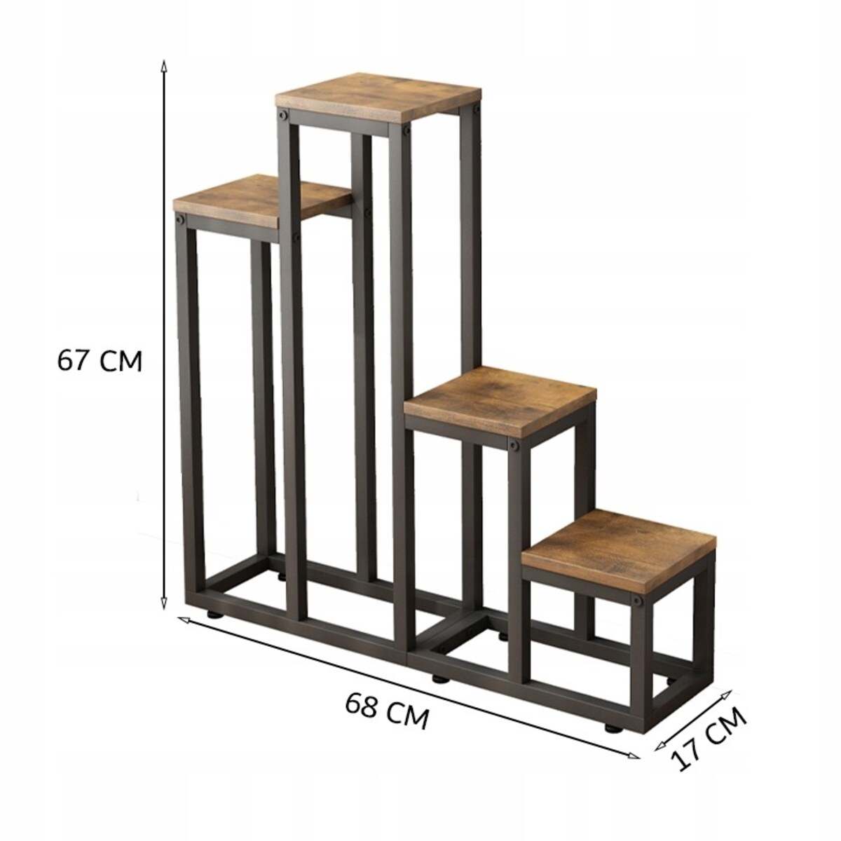 Kwietnik Stojak Rośliny Kwiaty Doniczki Rustykalny Regał 4 Poziomowy Loft