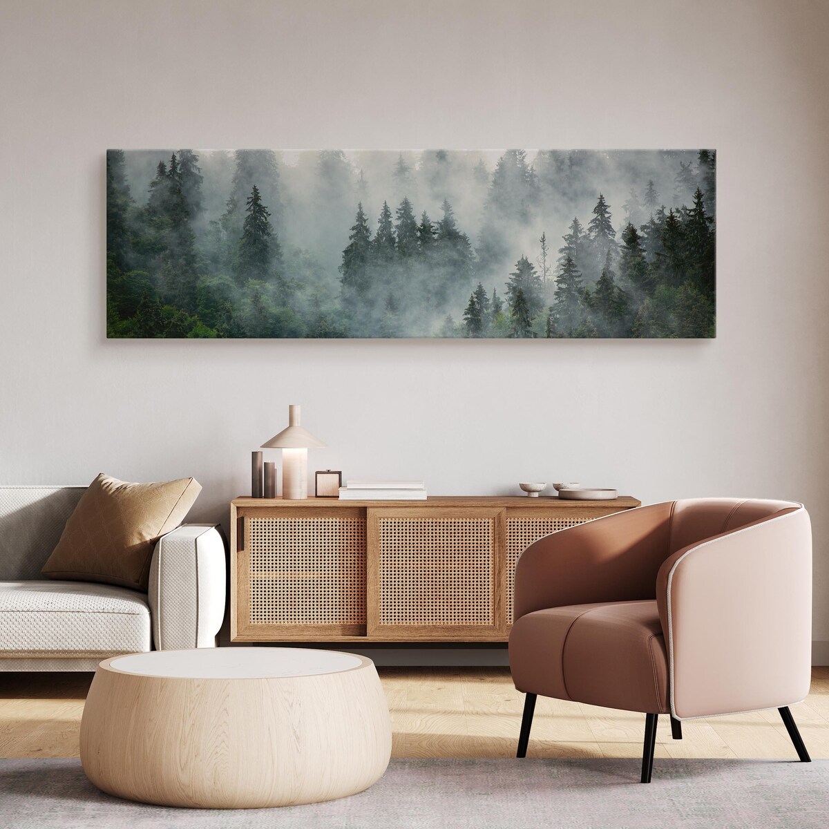 Obraz Panoramiczny Widok Na Las We Mgle 145x45cm