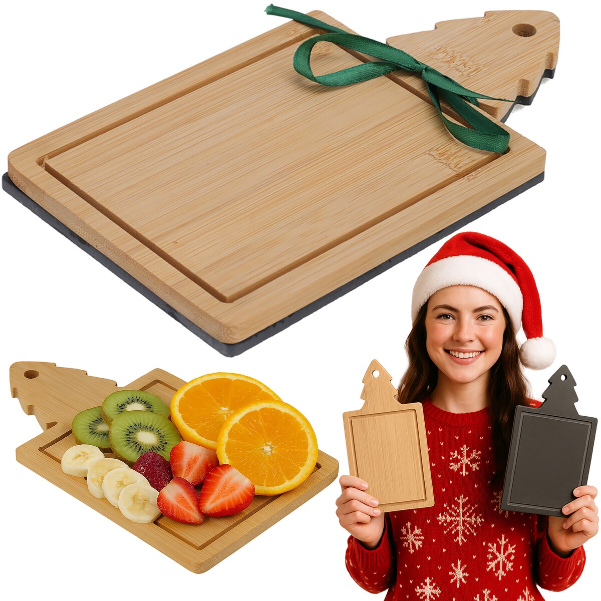 Deska Do Serwowania Do Krojenia Zestaw 2 Szt Bambusowa
