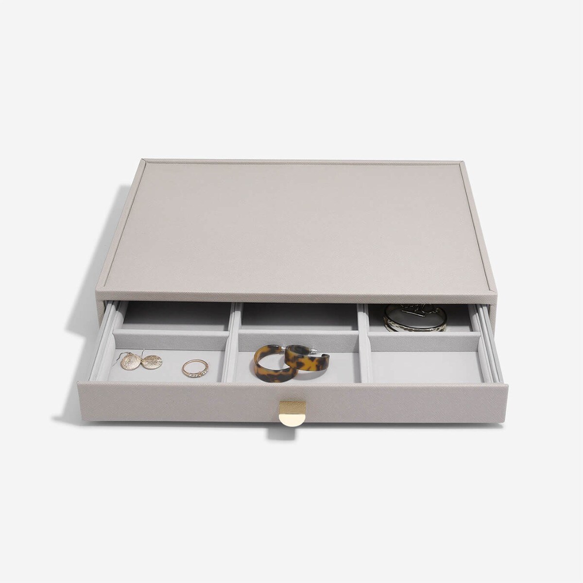 Szkatułka na biżuterię Stackers 9 komorowa supersize taupe z szufladą