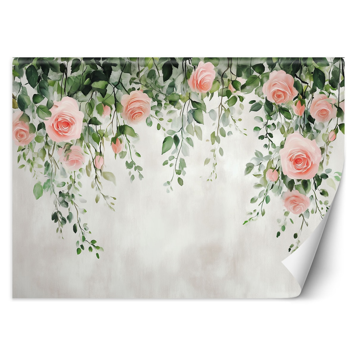 Fototapeta, Wiszące róże kwiaty zielone liście beton 400x280