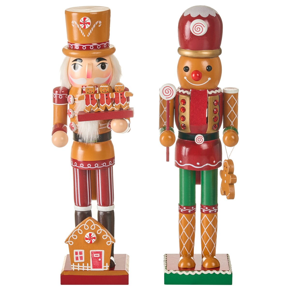 Zestaw 2 figurek dekoracyjnych GRANSJON Dziadek do orzechów 35 cm Pomarańczowy