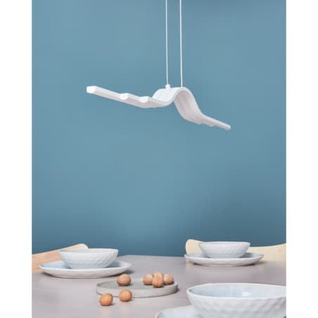 Lampa wisząca LED metalowa biała HONGU