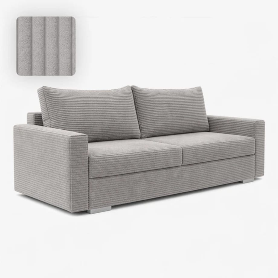 Sofa Rozkładana Kanapa z Funkcją Spania Dwuosobowa Do Salonu Szara DRAVOS