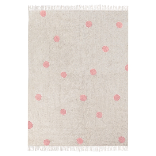 Dywan dziecięcy bawełniany 140 x 200 cm beżowy z różowym DARDERE