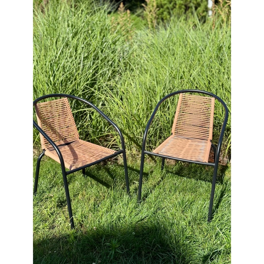 4 X Fotel Bistro Sznurkowy Wygodne Krzesło Ogrodowe Na Balkon Do Ogrodu