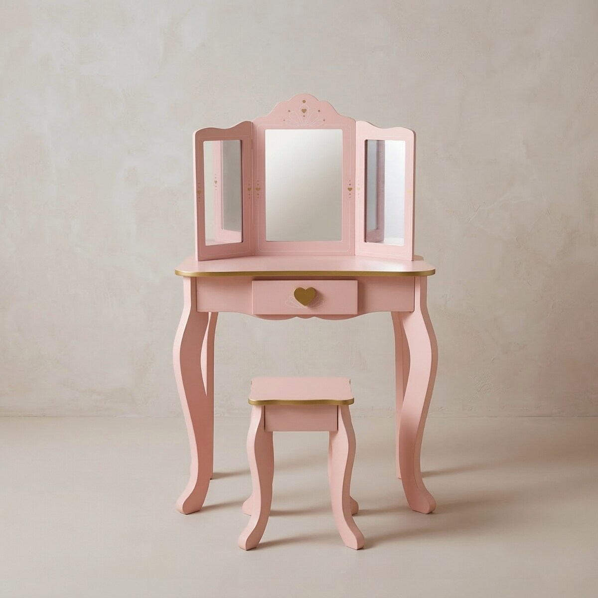 Toaletka dziecięca REIA, z lustrem i krzesełkiem w zestawie, róż