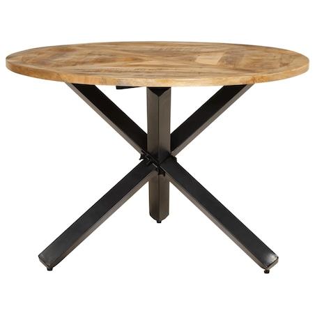 vidaXL Stół do jadalni, Ø110x75 cm, surowe drewno mango