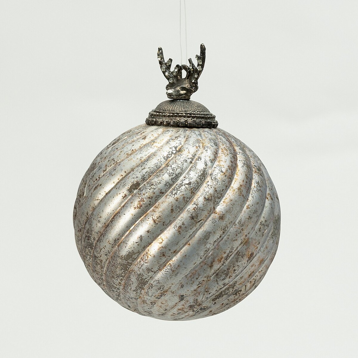 Bombka szklana Silver Twist 10x10x14 cm boże narodzenie, święta, świąteczne, szary, 10x10x14 cm