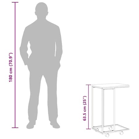 vidaXL Stolik boczny na kółkach, czarny, 40x30x63,5 cm