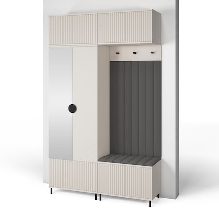 Garderoba frezowana Ritmo wersja 2 z lustrem Trinity 15 kaszmir