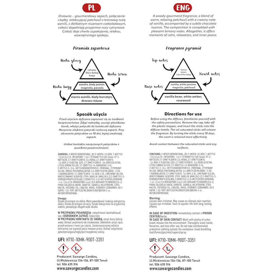 Dyfuzor Zapachowy Marble /Cytryna Paczula Wanilia 100 ml