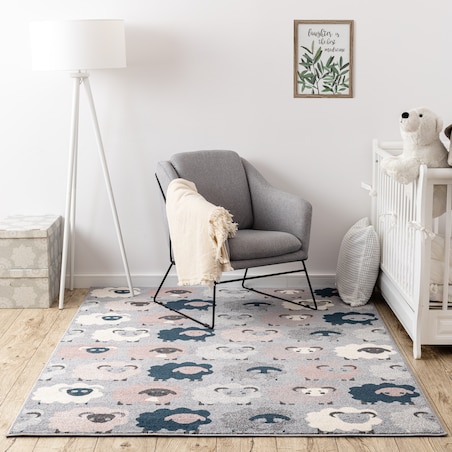 Dywan HEOS 78468 szary / niebieski OWCE 190x270 cm