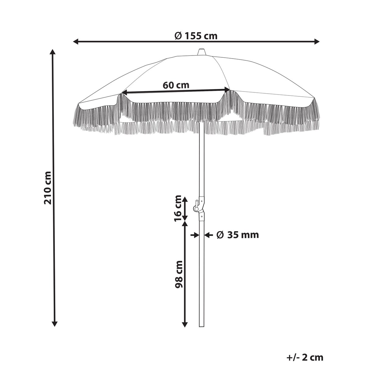 Parasol ogrodowy 155 cm MONDELLO Biały/ czarny