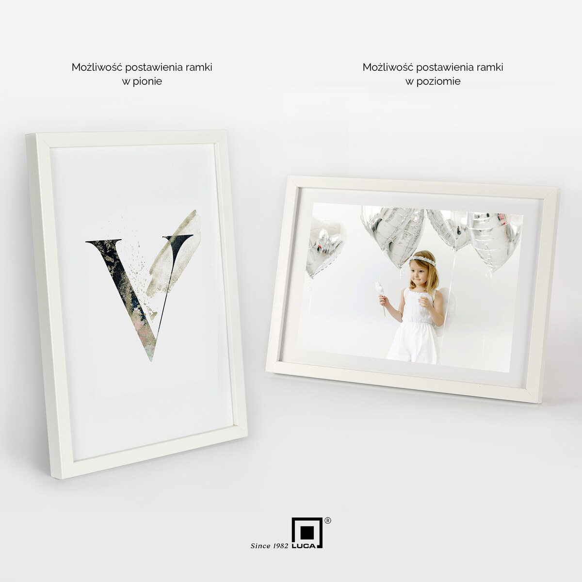 Biała ramka na zdjęcia 21x30 cm A4 rama MDF z plexi klasyczna ramka zawieszka stopka