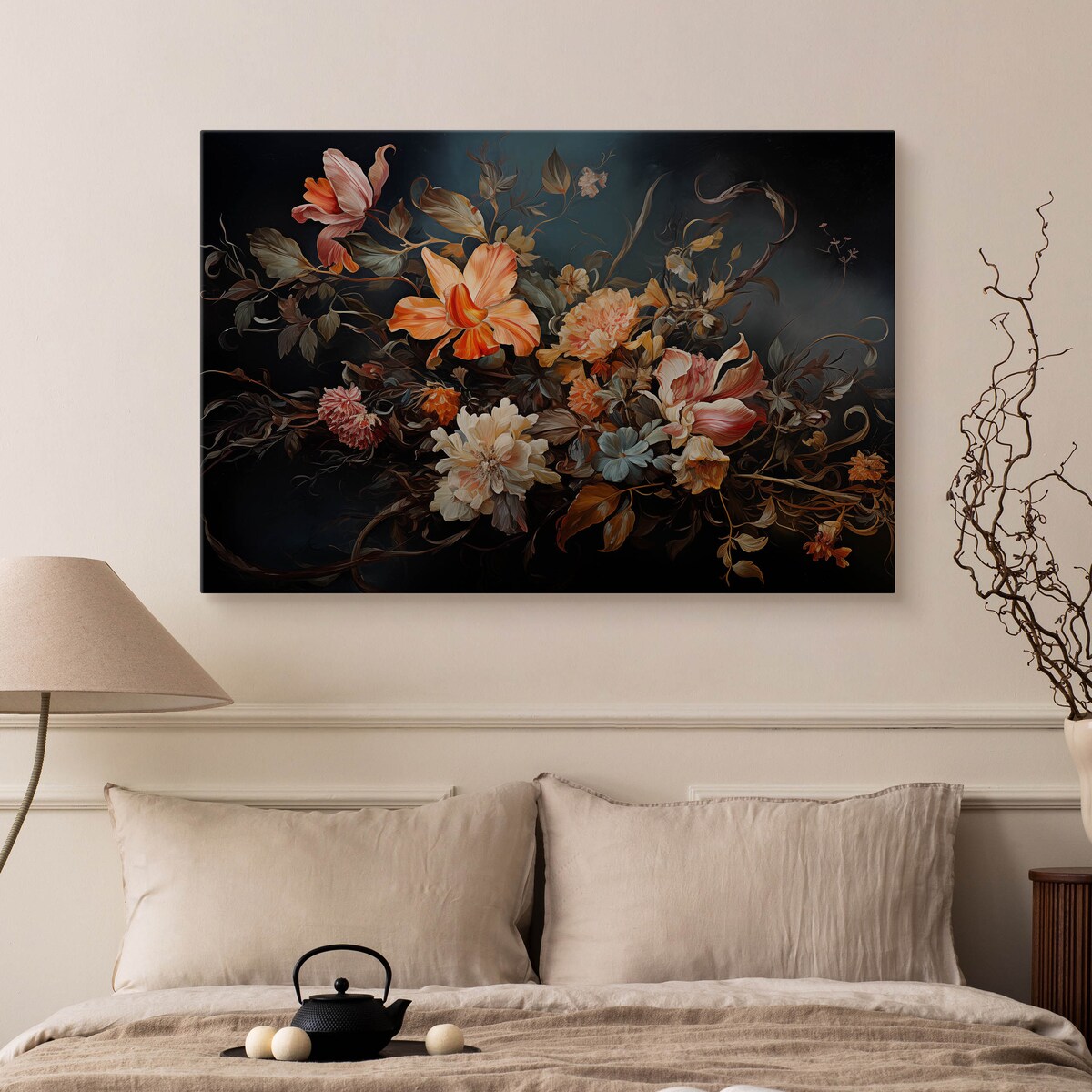 Obraz Ścienny Do Salonu Tropikalne Kwiaty Liście Natura Abstrakcja 70x50cm