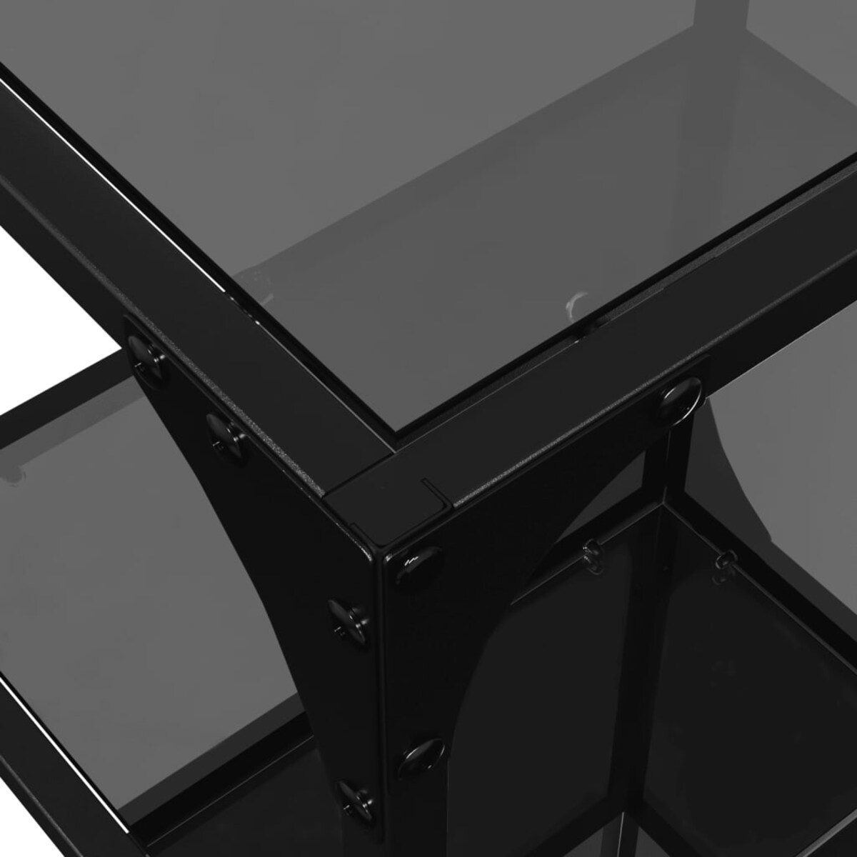 vidaXL Regał z czarnymi, szklanymi półkami, 40x30x123 cm, stal