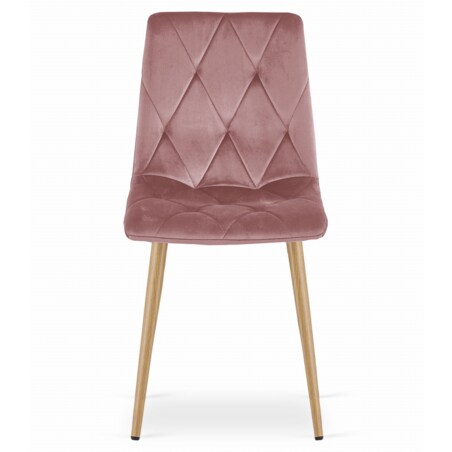 Krzesło Do Jadalni Kuchni Salonu Libra - Różowy Aksamit / Nogi Kolor Drewna X 3