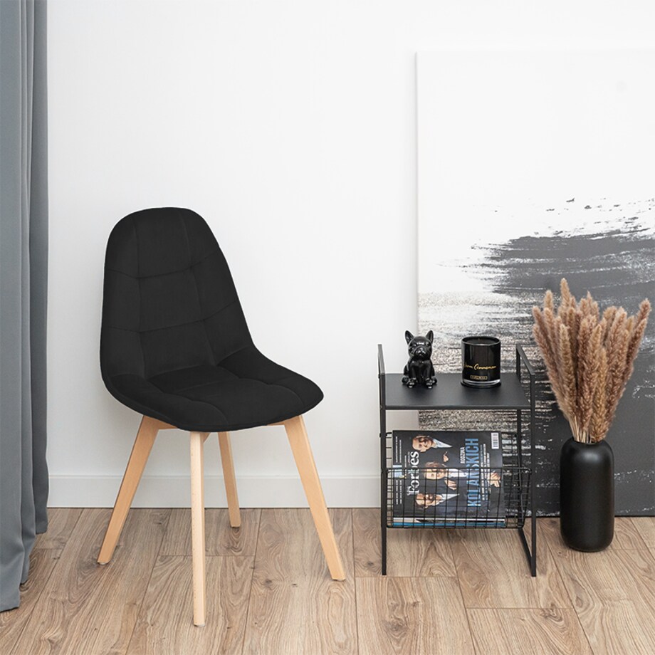 Krzesło skandynawskie welurowe czarne nowoczesne
