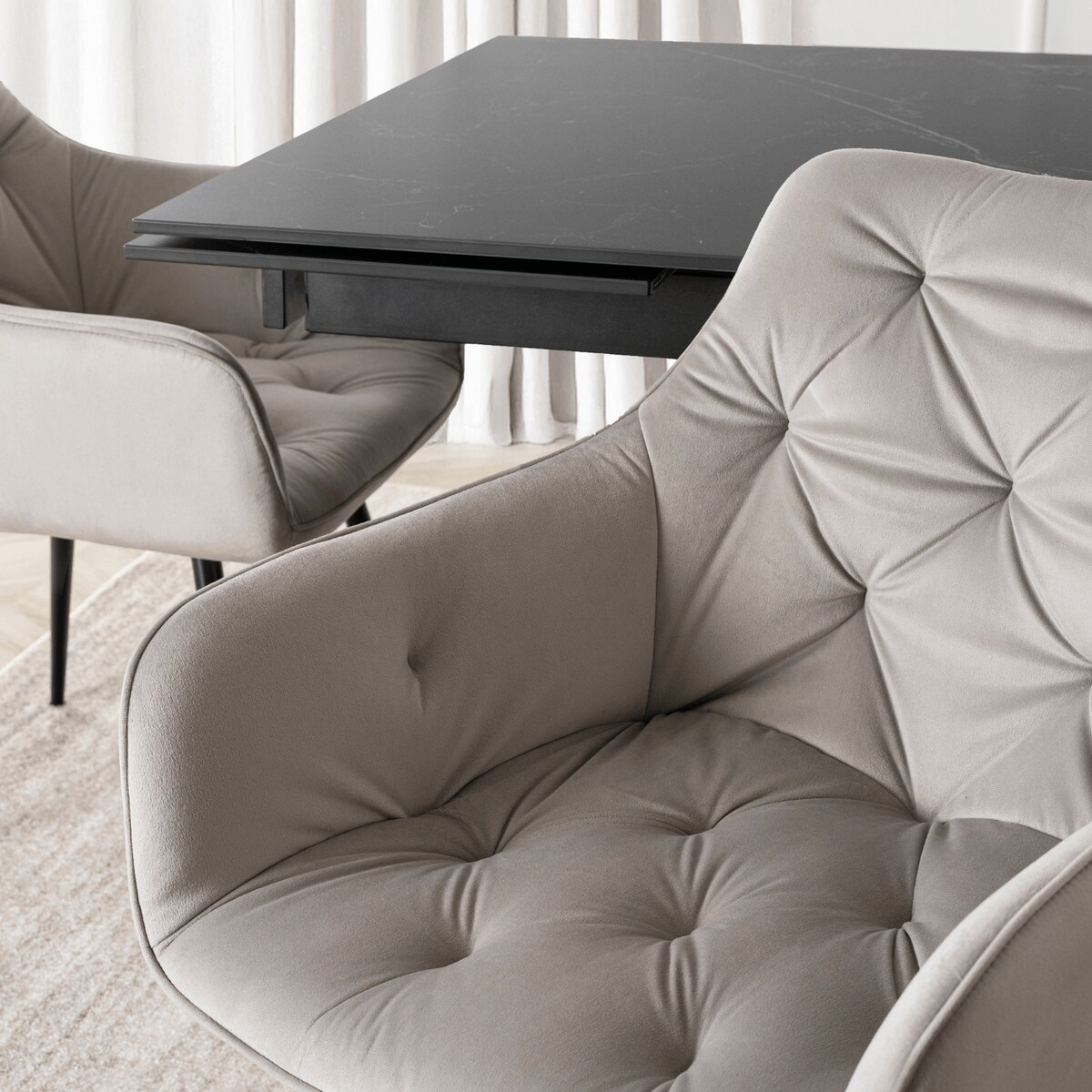 Krzesło Tapicerowane Welurowe Do Salonu Jadalni Kuchenne Szare MODESTO