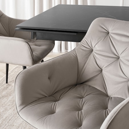 Krzesło Tapicerowane Welurowe Do Salonu Jadalni Kuchenne Szare MODESTO